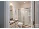 Clean bathroom with shower and granite countertop at 4050 Halyard Dr, Denver, NC 28037