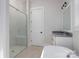 Bathroom with walk-in shower and modern vanity at 195 Agnew Rd, Mooresville, NC 28117