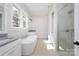 Spa-like bathroom with soaking tub and walk-in shower at 195 Agnew Rd, Mooresville, NC 28117