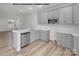 Modern kitchen with gray cabinets, island, and stainless steel dishwasher at 5151 Tommy Ln # 1103, Stanley, NC 28164