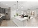 Modern kitchen with gray cabinets, white quartz island, and stainless steel appliances at 436 Nathaniel Way # Brx0042, Charlotte, NC 28213