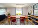 Dining room with red chairs, wood table, and a view to the backyard at 1418 5Th Street Ne Dr, Hickory, NC 28601