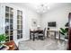 Bright home office with built-in desk and French doors at 8221 Festival Way, Charlotte, NC 28215