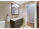 Clean bathroom with dark vanity and granite countertop at 106 Hunter Ct, Kings Mountain, NC 28086