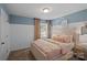 Bright bedroom with pink bedding and a neutral color scheme at 5010 Sunbriar Dr # 00200, Charlotte, NC 28216