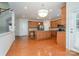 Kitchen with an island, stainless steel appliances, and hardwood floors at 2060 E Foxwood Ct, Lancaster, SC 29720