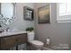 Stylish powder room with marble vanity and modern decor at 2008 Stratford Ave, Charlotte, NC 28205