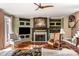 Bright living room with hardwood floors, fireplace, and built-in cabinetry at 1873 Farrow Dr, Rock Hill, SC 29732