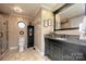 Elegant bathroom with a granite vanity and a walk-in shower at 4672 Trails End Rd, Denver, NC 28037