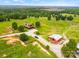 Aerial view of home on large lot with detached barn at 4796 Dewitt Rd, Blackstock, SC 29014