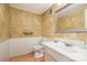 Small bathroom with white vanity, toilet, and textured walls at 8017 Regent Park Ln, Charlotte, NC 28210