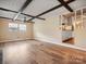 Living room with hardwood floors, open to kitchen area at 723 Chestnut Ridge Church Rd, Kings Mountain, NC 28086