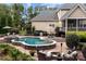 Luxury pool and spa with fire pit at 130 Bagby Rd, Mooresville, NC 28117