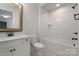 Bathroom with white vanity, toilet and shower/tub combo at 1012 Thatcher Way, Fort Mill, SC 29715