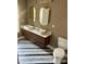 Modern bathroom with double vanity and floating wood cabinets at 1243 10Th Street Nw Pl, Hickory, NC 28601