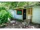 Backyard with shed and outdoor TV at 120 Bost St, Statesville, NC 28677