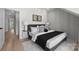 Guest bedroom with a gray bed and textured wall at 3109 Colyer Pl, Charlotte, NC 28205
