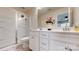 Clean bathroom with double vanity and shower/tub combo at 775 Kathy Dianne Dr, Fort Mill, SC 29707
