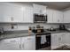 Modern kitchen featuring white cabinets, granite countertops, and stainless steel appliances at 1778 Bright Hope Ln, Dallas, NC 28034