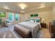 Main bedroom with king-size bed and access to backyard at 2716 Manor Stone Way, Indian Trail, NC 28079