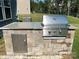 Built-in outdoor kitchen with stainless steel grill and side burner at 16835 Cozy Cove Rd, Charlotte, NC 28278