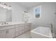 Modern bathroom with double vanity and soaking tub at 2305 Sanders Ave, Charlotte, NC 28216