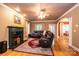 Spacious living room with a fireplace, hardwood floors, and comfortable seating at 2640 Ironwood Dr, Hickory, NC 28602