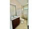 Contemporary bathroom featuring a glass shower and updated fixtures at 901 Linney Ln, Shelby, NC 28152