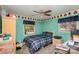 Bedroom with a full-size bed, ceiling fan, and decorative border at 205 Windsor Dr, Salisbury, NC 28144