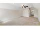 Bedroom with ceiling fan and access to bathroom at 2488 Birdie Ne Ln, Conover, NC 28613