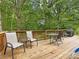 Wooden deck with a table, chairs, grill, and scenic wooded views at 6614 Alexander Hall Dr, Charlotte, NC 28270