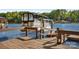 Private boat dock with lift for pontoon boat at 19010 Kailua Cir, Tega Cay, SC 29708