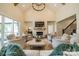 Large living area with vaulted ceiling, fireplace, and ample seating at 540 Kenway Loop, Mooresville, NC 28117