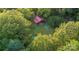 Aerial view of home with shed and pool, surrounded by dense forest at 9226 Maggie Robinson Rd # 143, Waxhaw, NC 28173