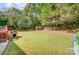 Private backyard with lush lawn and wooded area at 8321 Knights Ct, Harrisburg, NC 28075