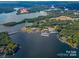 Aerial view of a lakefront property with a large marina at 4516 Slanting Bridge Rd, Sherrills Ford, NC 28673