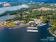 Aerial view of lakefront property with marina and condos at 4516 Slanting Bridge Rd, Sherrills Ford, NC 28673