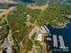 Aerial view of lakefront property near marina and residential area at 4516 Slanting Bridge Rd, Sherrills Ford, NC 28673