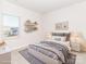 Virtually staged bedroom with a gray and white color scheme and playful decor at 1538 Harper Landing Blvd # 170, Stanley, NC 28164