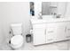 Clean bathroom with double vanity and white cabinets at 145 Beacon Dr # F, Mooresville, NC 28117