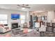 Open living room and kitchen with a fireplace at 145 Beacon Dr # F, Mooresville, NC 28117