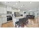 Modern kitchen with island, stainless steel appliances, and hardwood floors at 1134 Keydet Dr, Charlotte, NC 28216