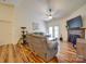 Living room with fireplace and hardwood floors at 11719 Ridgeway Park Dr, Charlotte, NC 28277