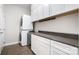 Laundry room with white cabinets, washer, dryer, and wine cooler at 131 Aztec Cir, Mooresville, NC 28117