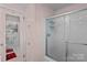 Bathroom with shower/tub combo and mirrored closet at 1012 Linwood Rd, Kings Mountain, NC 28086