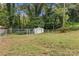 Backyard with shed, trampoline, and chain link fence at 515 Suttle St, Shelby, NC 28150
