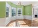 Charming dining room with hardwood floors, bay window and green walls at 2720 Lentz Rd, China Grove, NC 28023