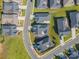 Aerial view of neighborhood with houses and landscaping at 2014 Newstyle Way, Tega Cay, SC 29708