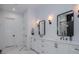 Modern bathroom with double vanity and marble floors at 1013 Maxwell Ct # 4, Marvin, NC 28173