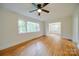 Bright living room with hardwood floors and ceiling fan at 59 Myrtle Sw Ave, Concord, NC 28025